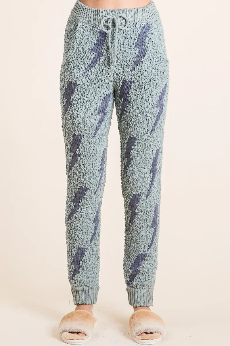 BiBi Cozy Soft Hairy Popcorn Sweater Pants DUST SAGE OutfitFlow
