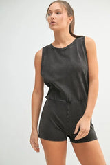 MONO B Mineral Wash Vintage Romper OutfitFlow