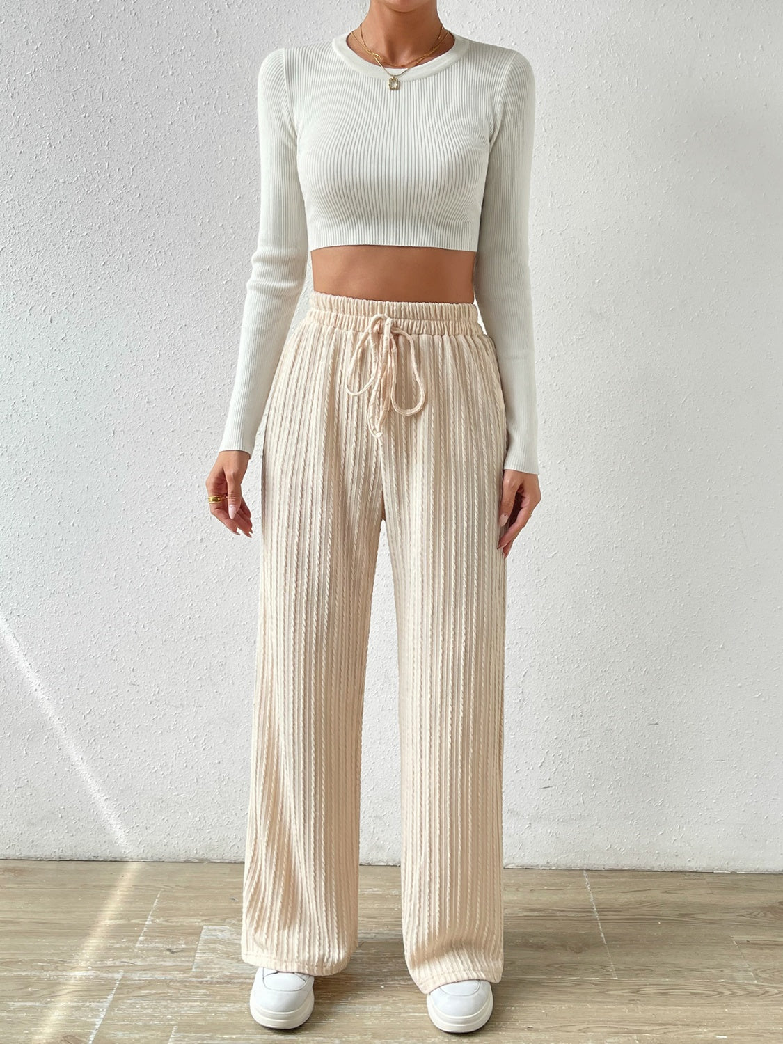 Outfit Flow - Honey Drawstring Wide Leg Pants