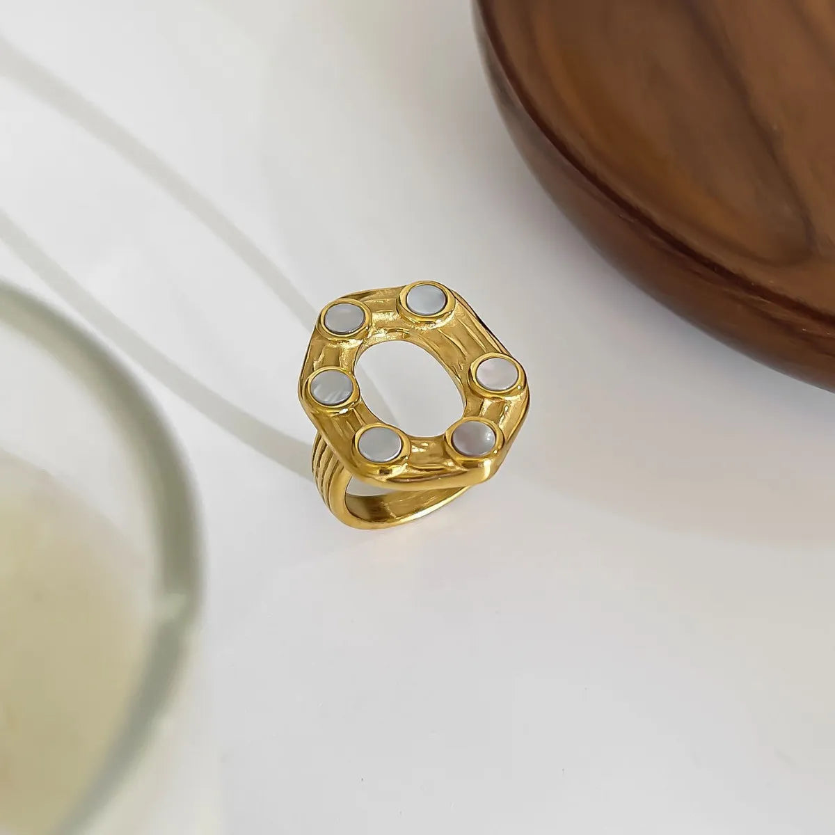 18K Gold-Plated Oval Statement Ring OutfitFlow