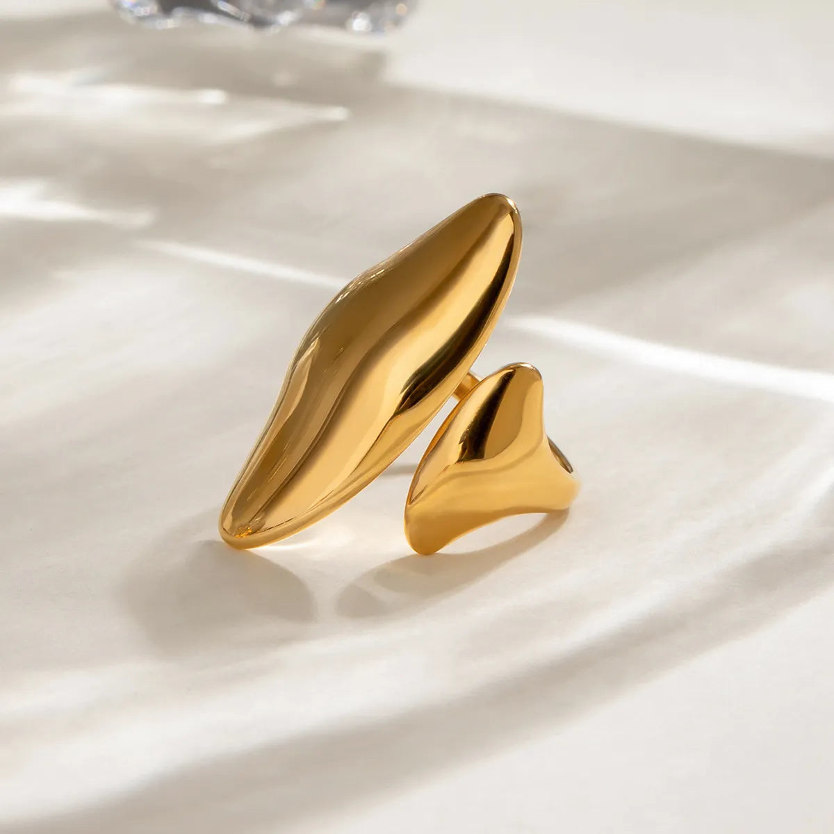 Stainless Steel Abstract Double Leaf Ring OutfitFlow