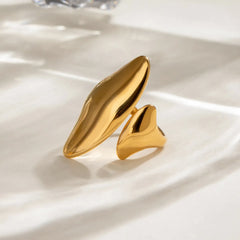 Stainless Steel Abstract Double Leaf Ring OutfitFlow