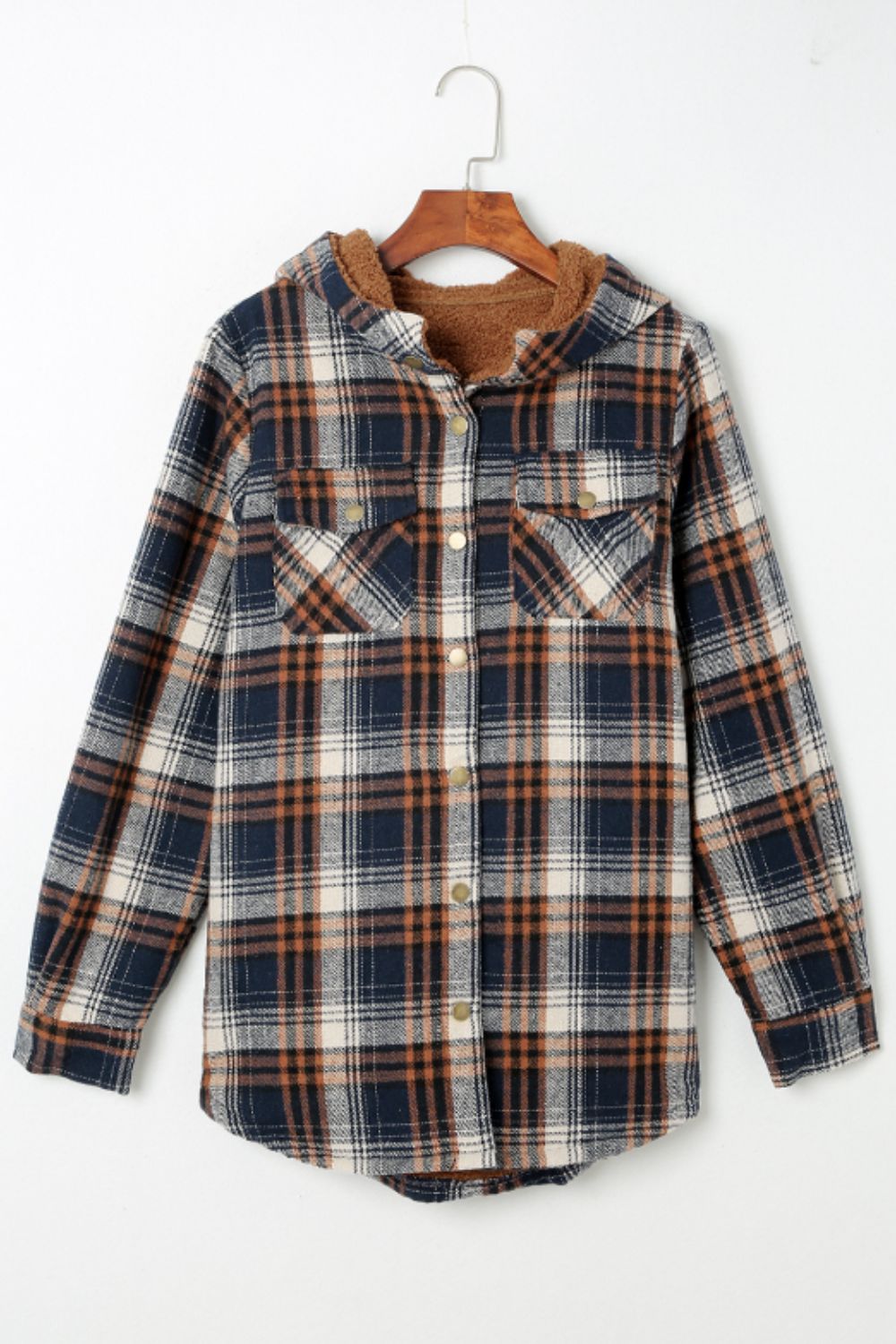 Outfit Flow - Plaid Button Up Long Sleeve Hooded Jacket