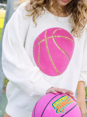 Basketball Round Neck Long Sleeve Sweatshirt OutfitFlow