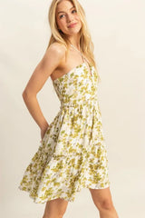 HYFVE Floral Print Halter Neck Tiered Mini Dress OutfitFlow