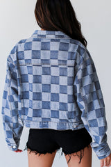 Outfit Flow - Checkered Button Up Denim Jacket