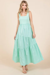 Mittoshop Mix Media Square Neck Maxi Dress AQUA OutfitFlow