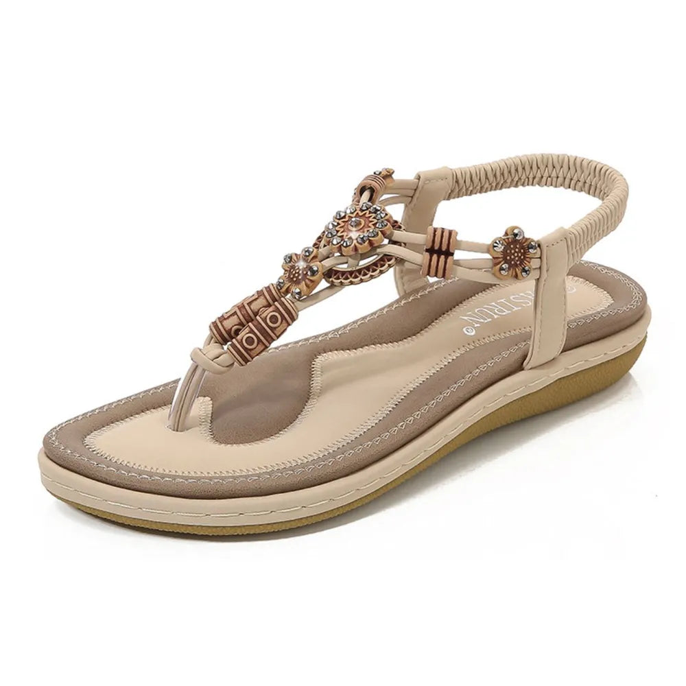 Toe Post Flats Sandals Beige OutfitFlow