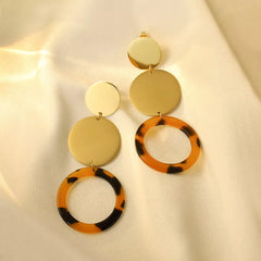 18K Gold-Plated Geometric Circle Dangle Earrings Gold onesize OutfitFlow