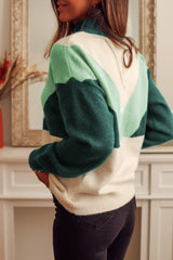 Color Block Buttoned Sweater OutfitFlow
