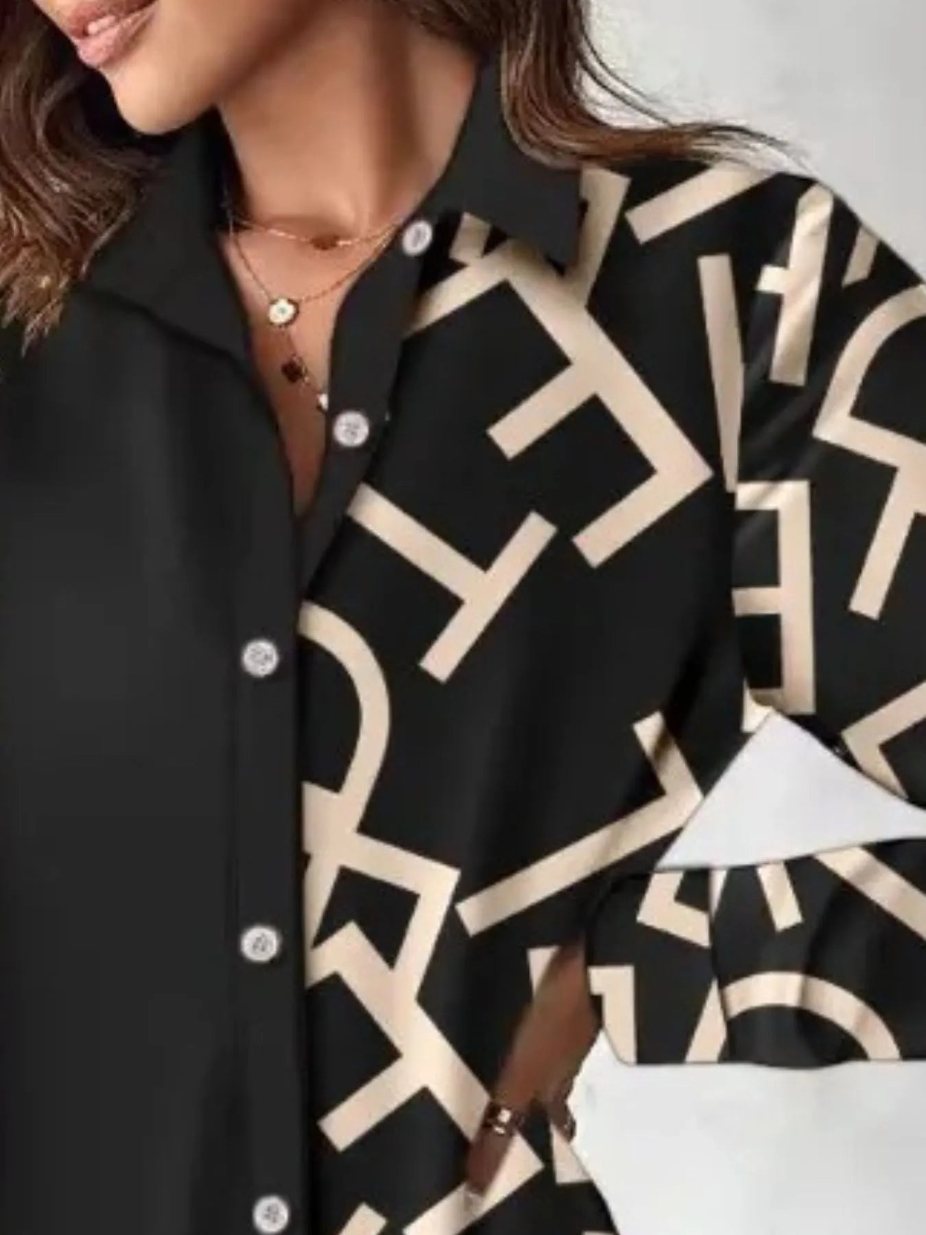 Printed Button Up Long Sleeve Shirt Dress OutfitFlow