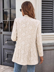 Floral Jacquard One Button Long Sleeve Blazer OutfitFlow