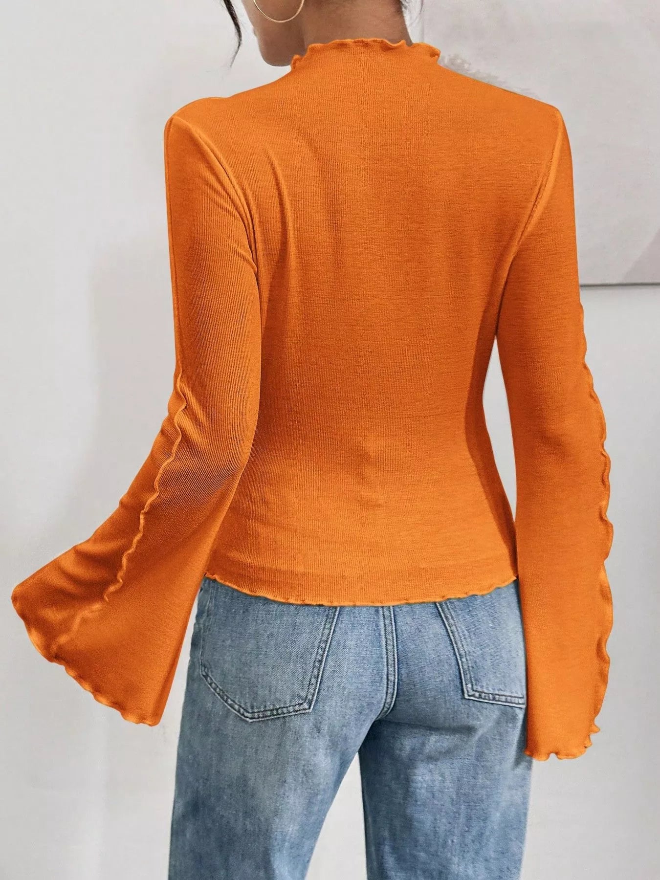 Lettuce Edge Flare Sleeve Top OutfitFlow
