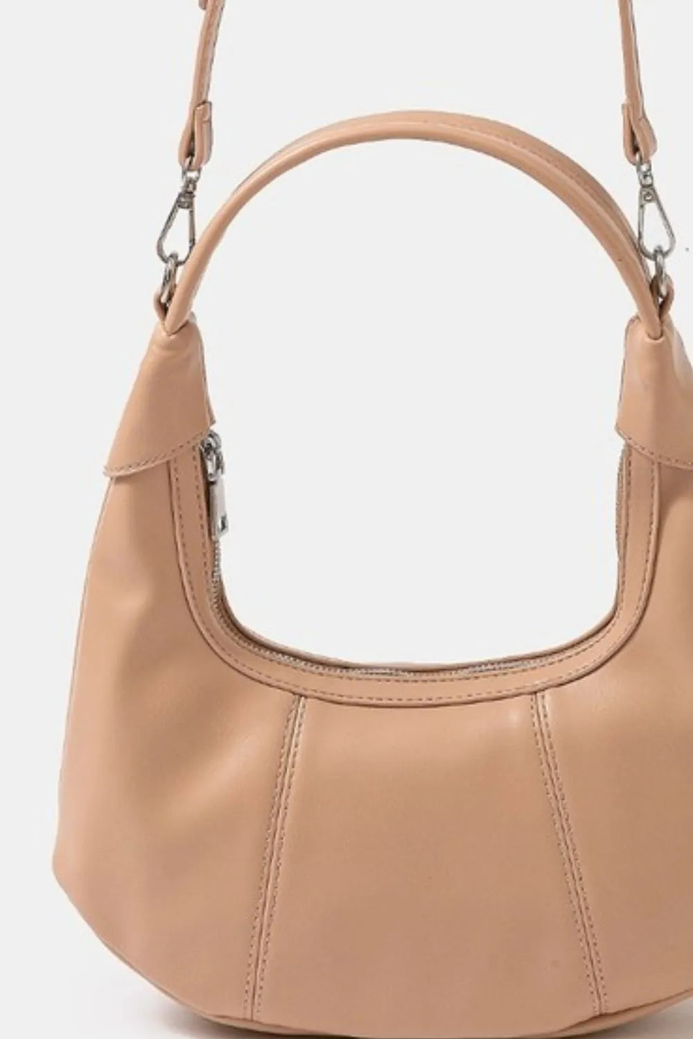 Fame Faux Leather Round Multi Panel Hand Bag OutfitFlow