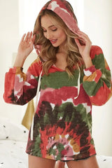 BiBi Tie Dye Knit Hoodie with Twill Tape OutfitFlow