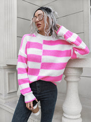 Two-Tone Dropped Shoulder Sweater Trendsi