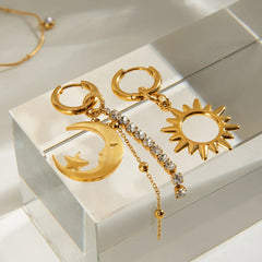 Sun Moon Asymmetric Drop Earrings OutfitFlow