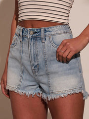 Raw Hem Denim Shorts Medium OutfitFlow