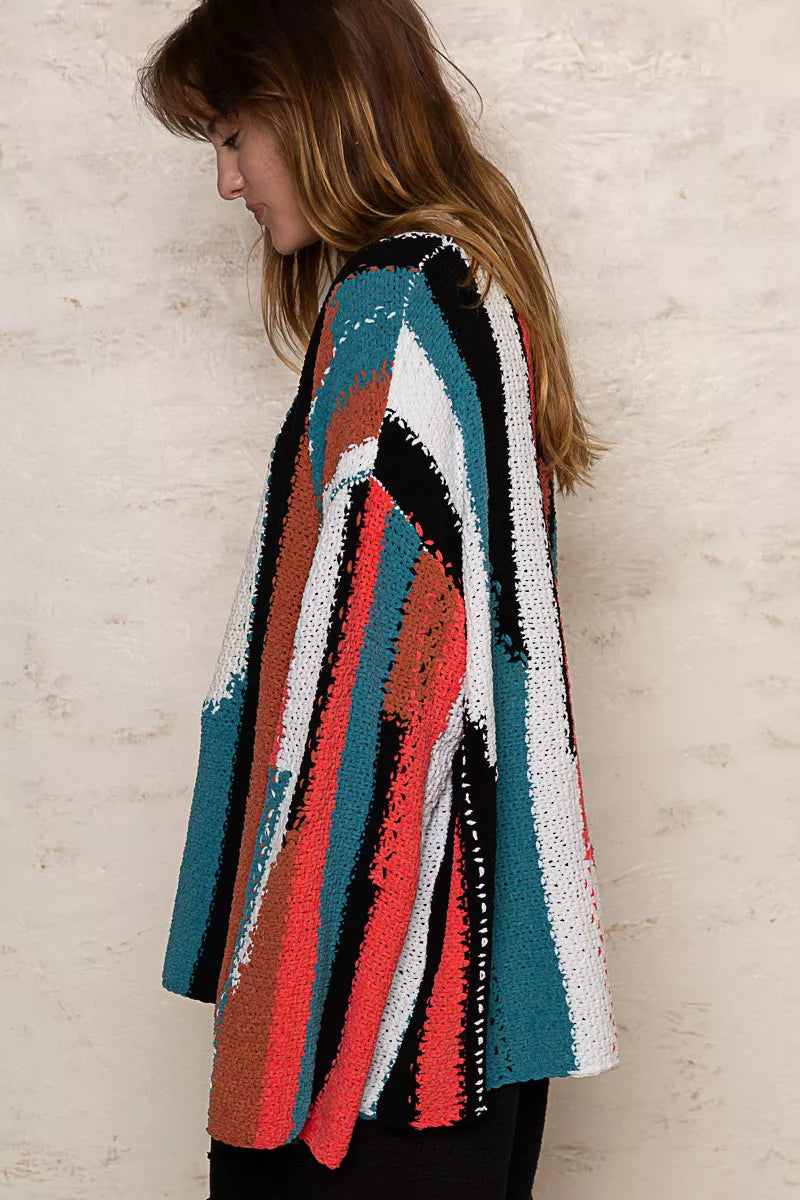 POL Color Block Round Neck Oversized Sweater OutfitFlow