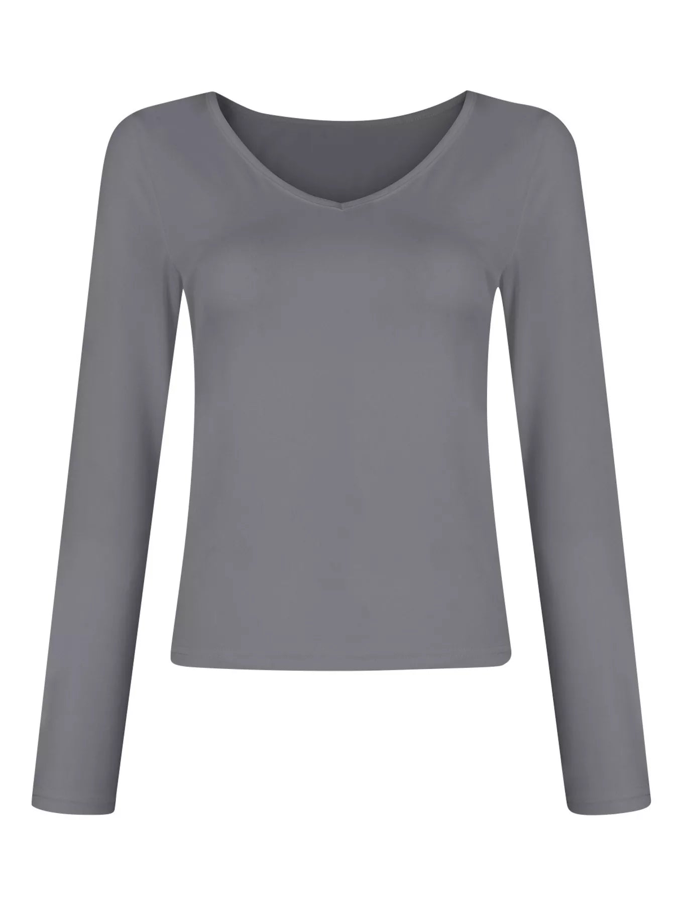 Full Size Slim Fit V-Neck Long Sleeve T-Shirt Plus Size Trendsi