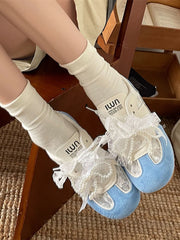 Vintage Lace Ribbon Sneakers OutfitFlow