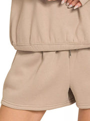 Zenana Fleece Boat Neck Sweatshirt and Shorts Set OutfitFlow