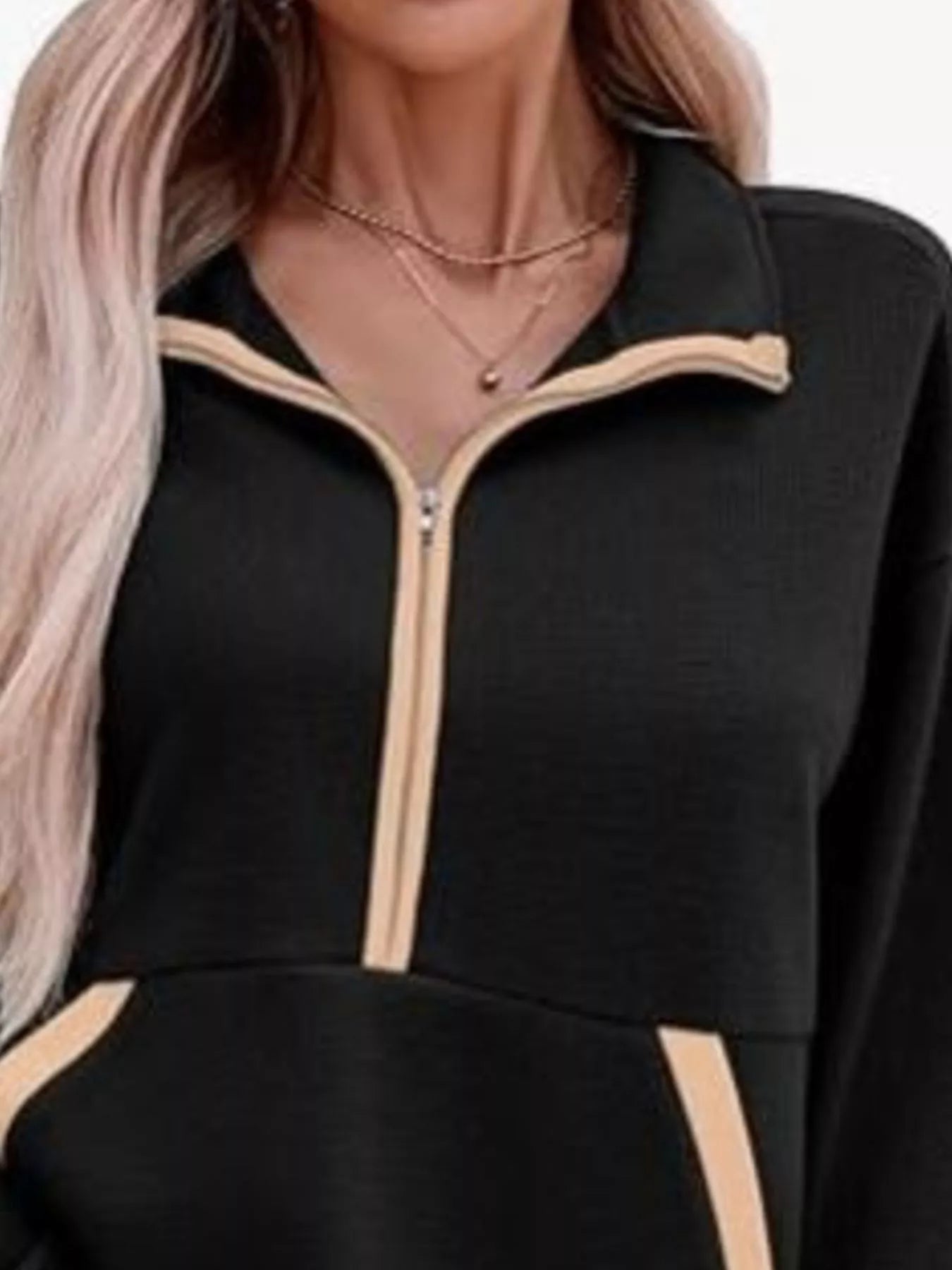 Half Zip Dropped Shoulder Sweatshirt OutfitFlow