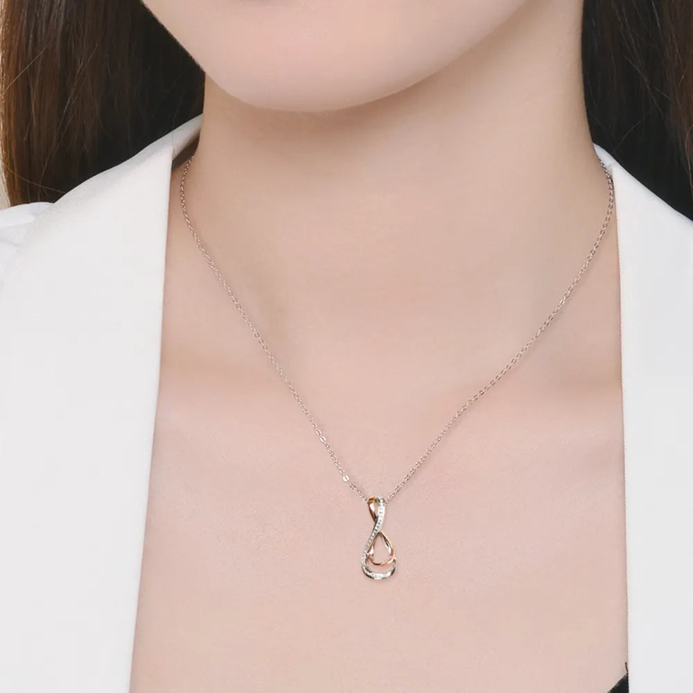 925 Sterling Silver Inlaid Moissanite Infinity Pendant Necklace OutfitFlow
