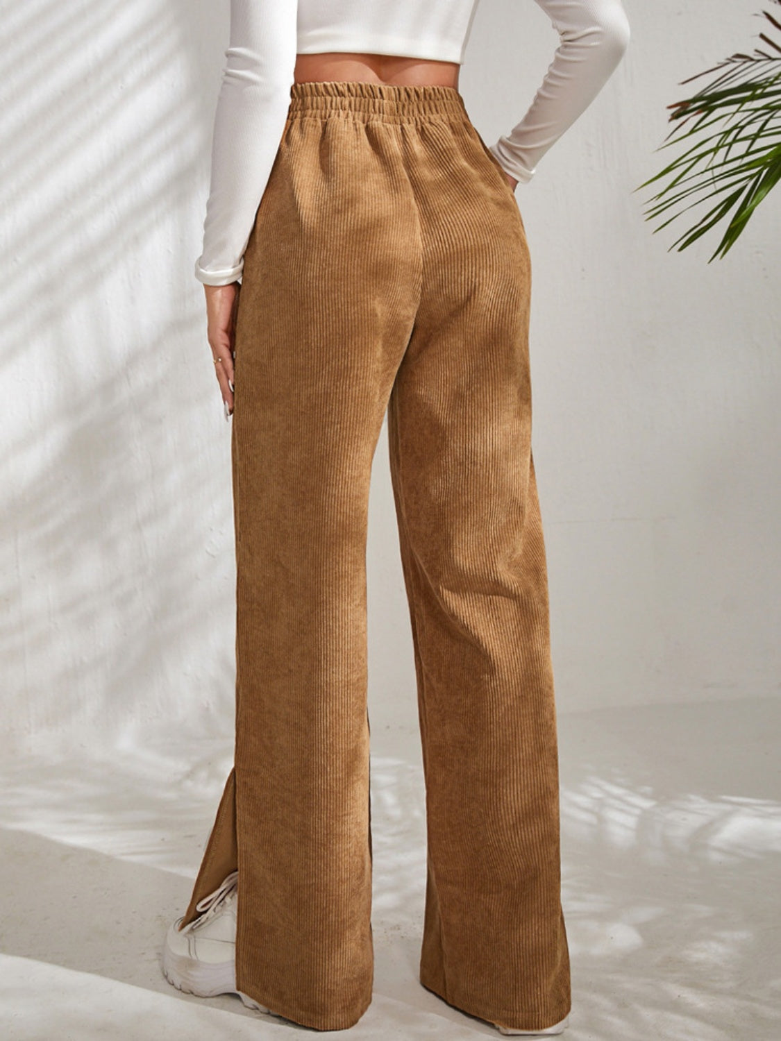 Outfit Flow - Slit Pocketed High Waist Wide Leg Pants