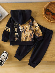 Children's Lion King Print Hoodie and Pants Set Trendsi