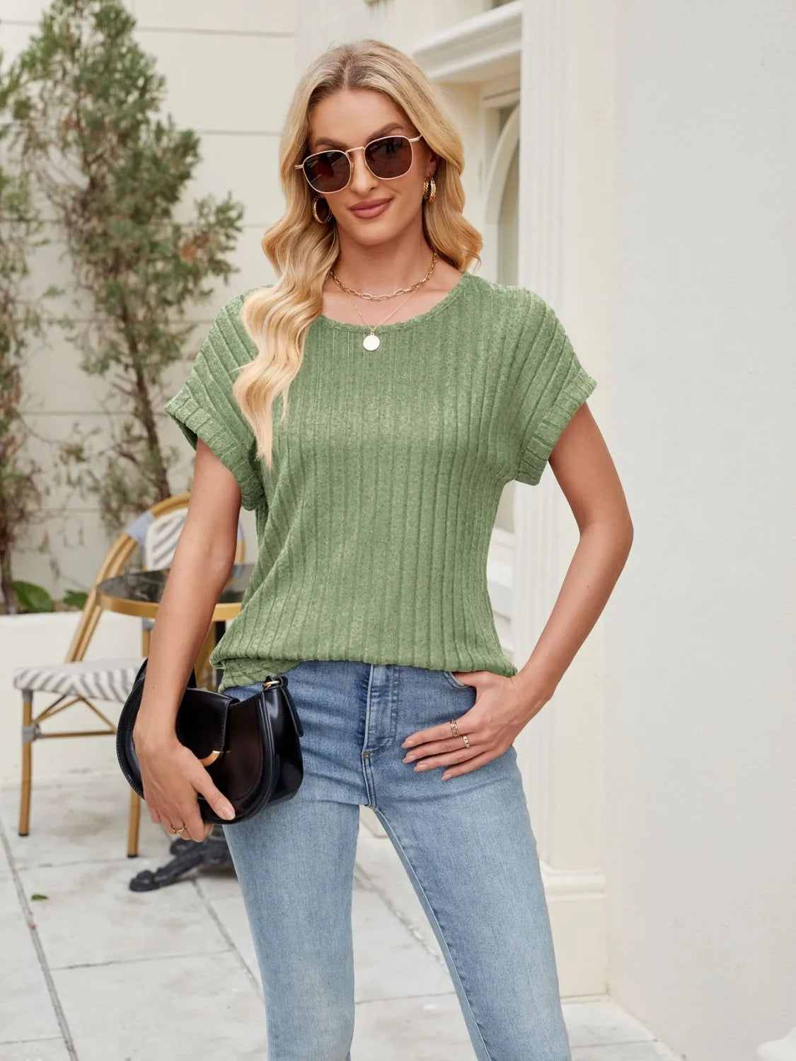 Round Neck Short Sleeve T-Shirt OutfitFlow