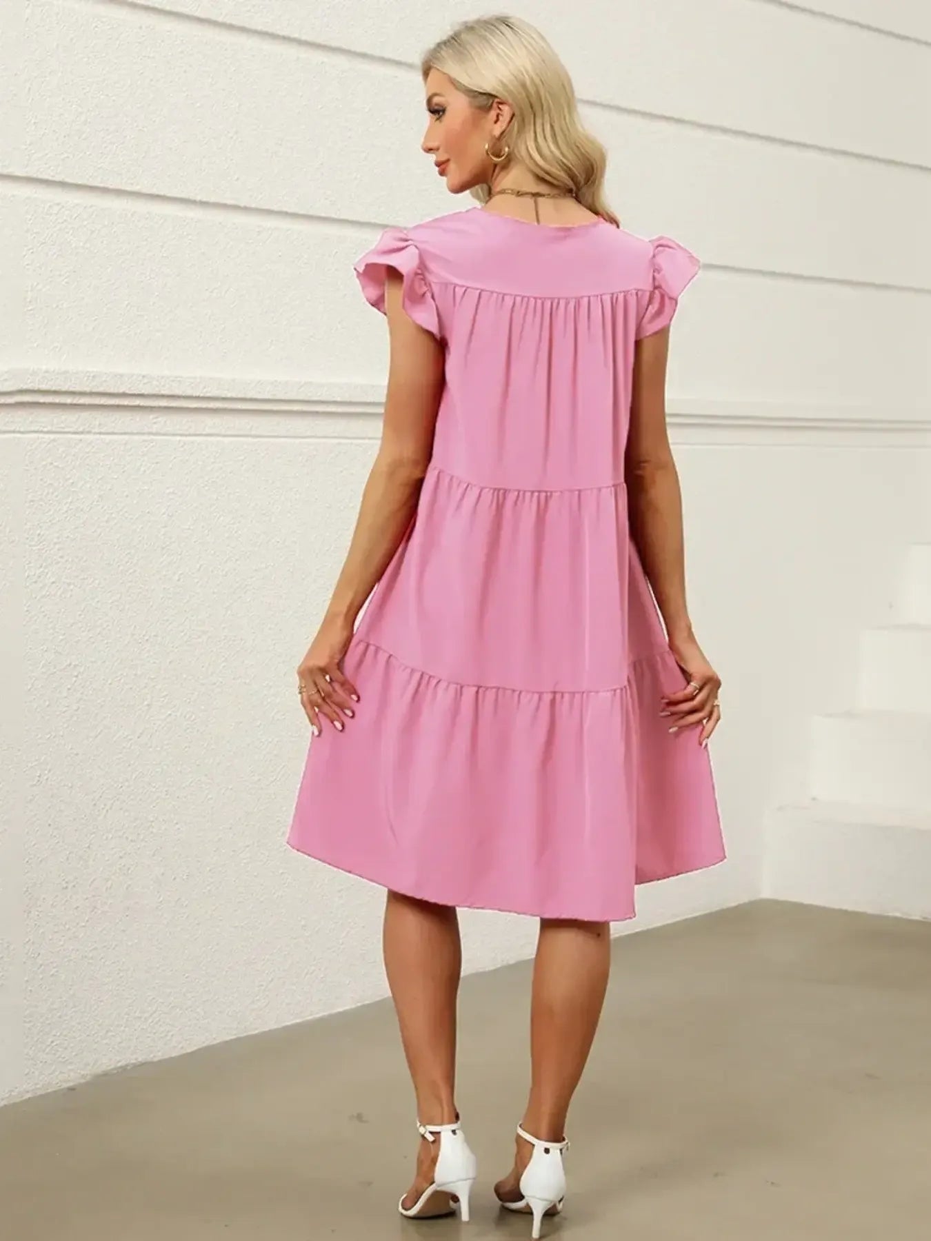 Tiered Ruffle Sleeve Mini Dress OutfitFlow