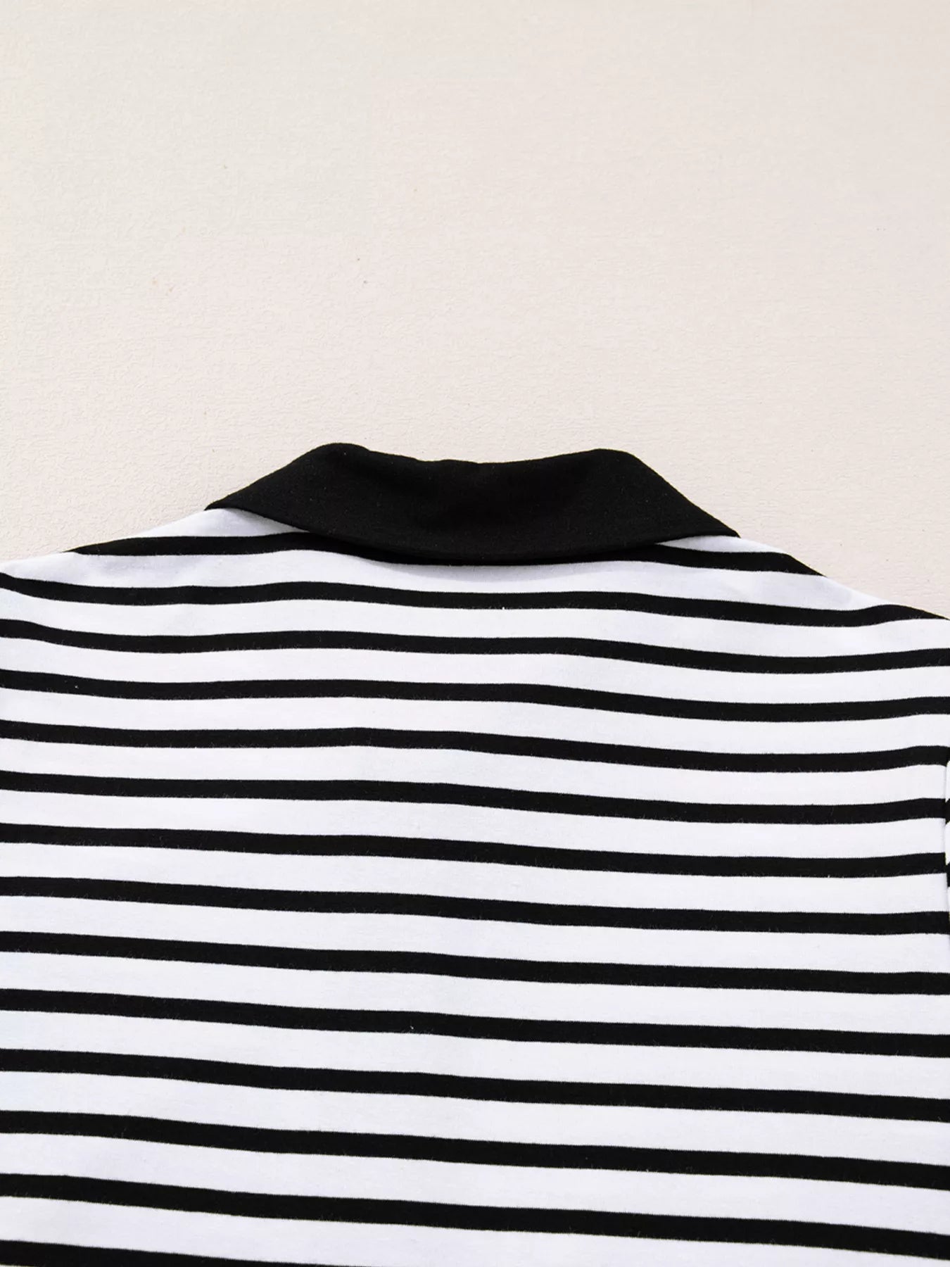 Stripe Buttoned Front Collared Long Sleeve T Shirt Dress with Pockets OutfitFlow