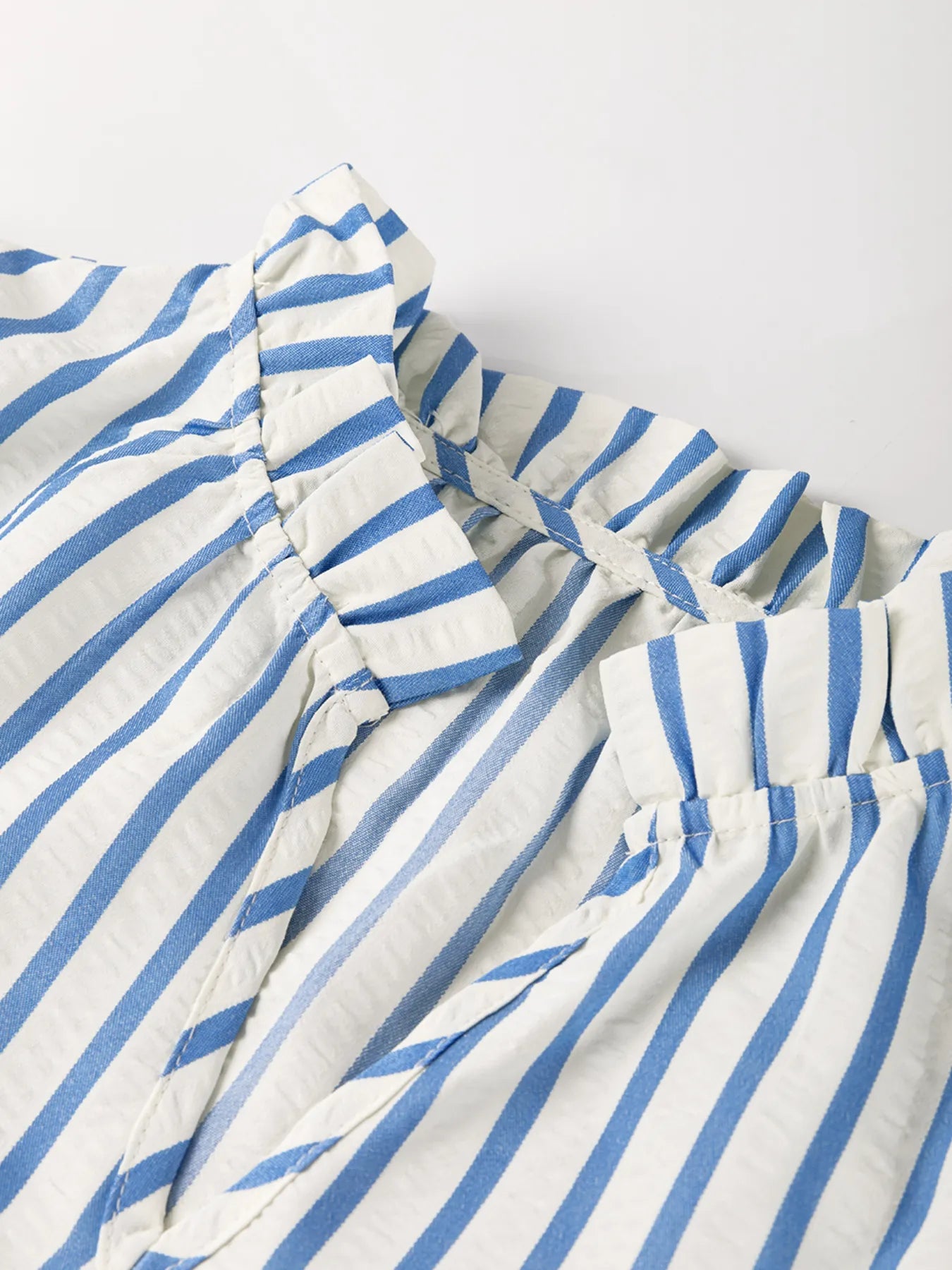 Stripe Knotted Sleeve Notched Shift Mini Dress OutfitFlow