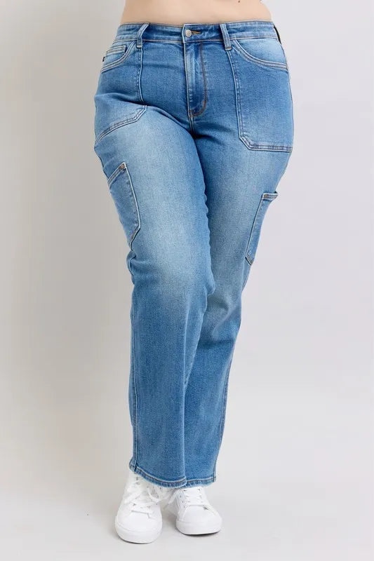 Judy Blue Full Size High Waist 90's Straight Jeans Plus Size OutfitFlow