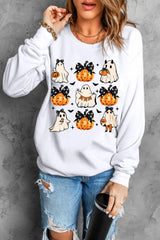 Outfit Flow - Pumpkin & Ghost Round Neck Long Sleeve Sweatshirt