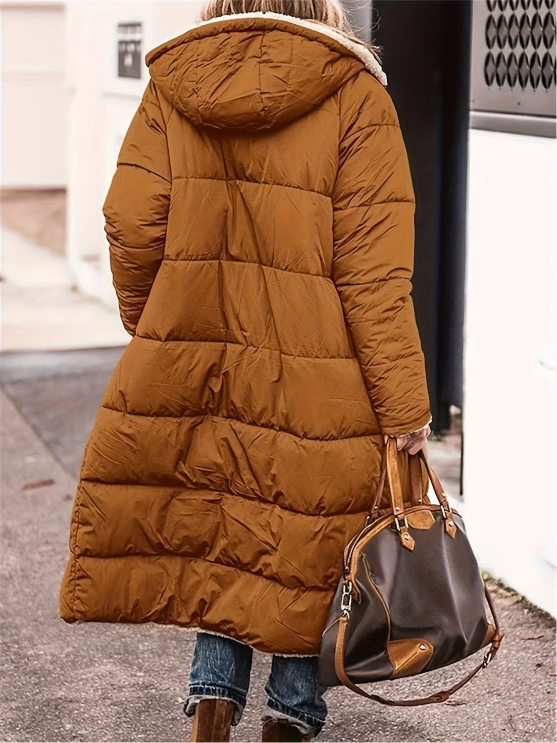 Outfit Flow - Plus Size Zip Up Sherpa Hooded Coat