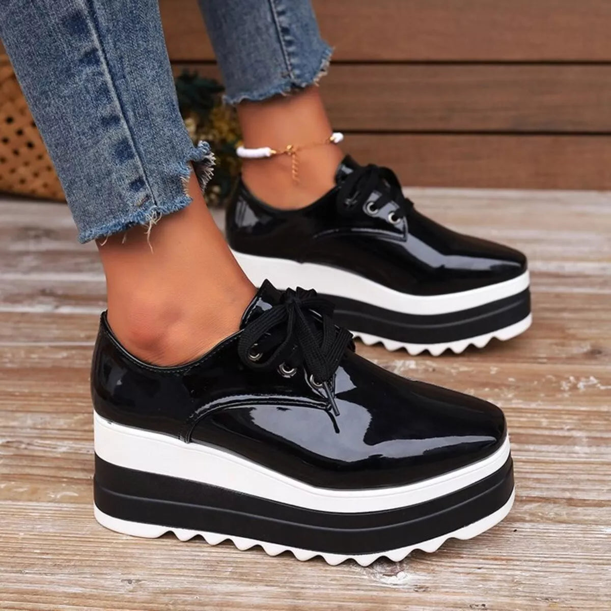 Lace Up Platform Sneakers Trendsi