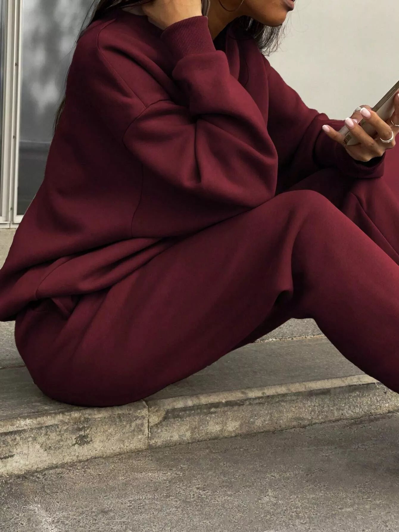 Half Zip Sweatshirt and Pants Set OutfitFlow