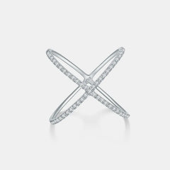 925 Sterling Silver Moissanite Crisscross Ring Silver OutfitFlow