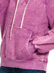 Zenana Acid Wash Fleece Hoodie with Kangaroo Pocket OutfitFlow