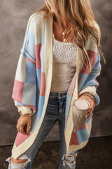 Outfit Flow - Exposed Seam Color Block Open Front Cardigan