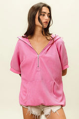 BiBi Vintage Washed Waffle Thermal Hoodie OutfitFlow