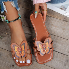 Open Toe Flats Sandals Caramel OutfitFlow