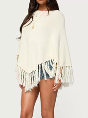 Fringe Cape Sleeve Sweater OutfitFlow