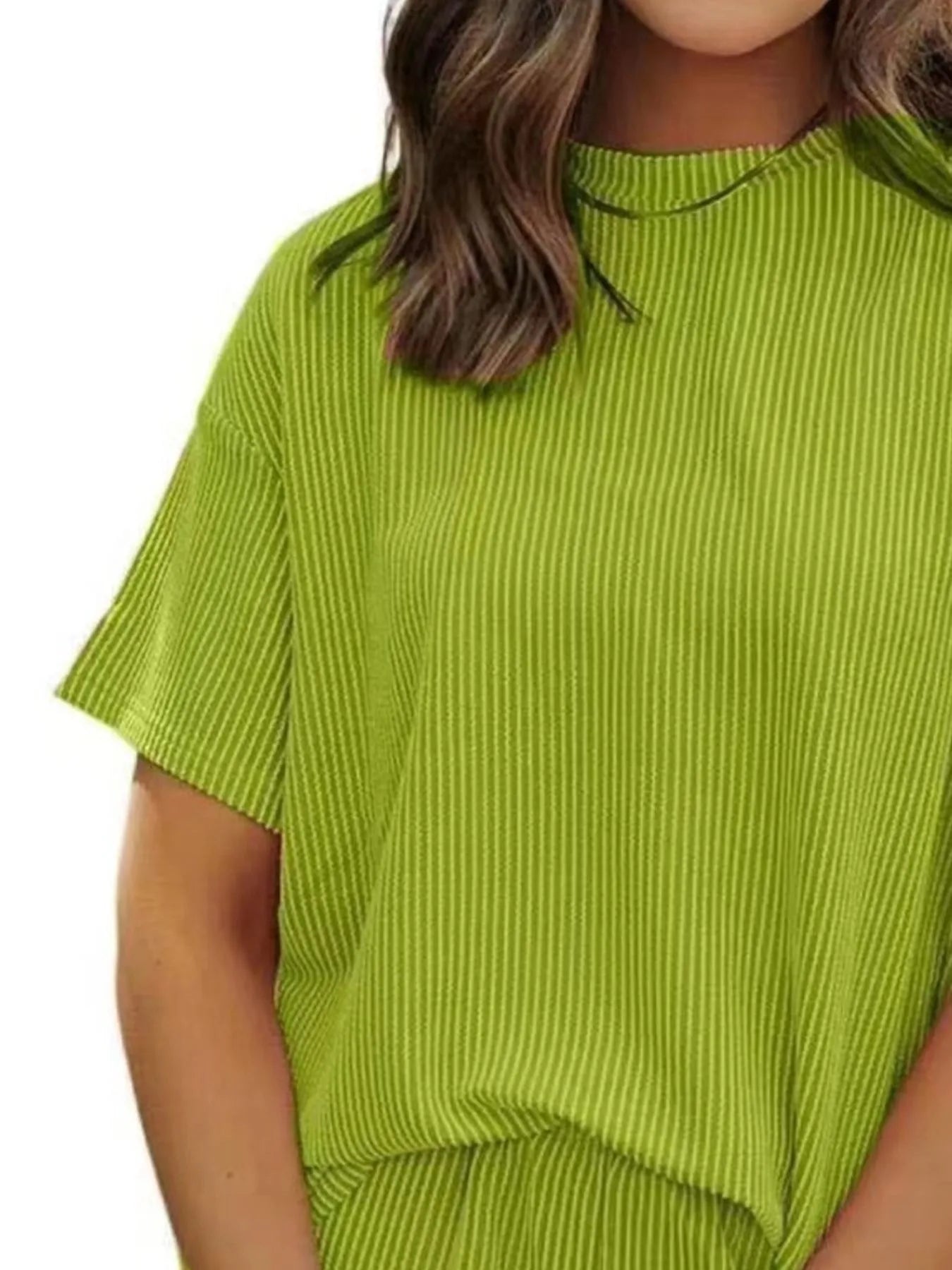 Full Size Ribbed Short Sleeve Top and Shorts Two-Piece Set Plus Size OutfitFlow