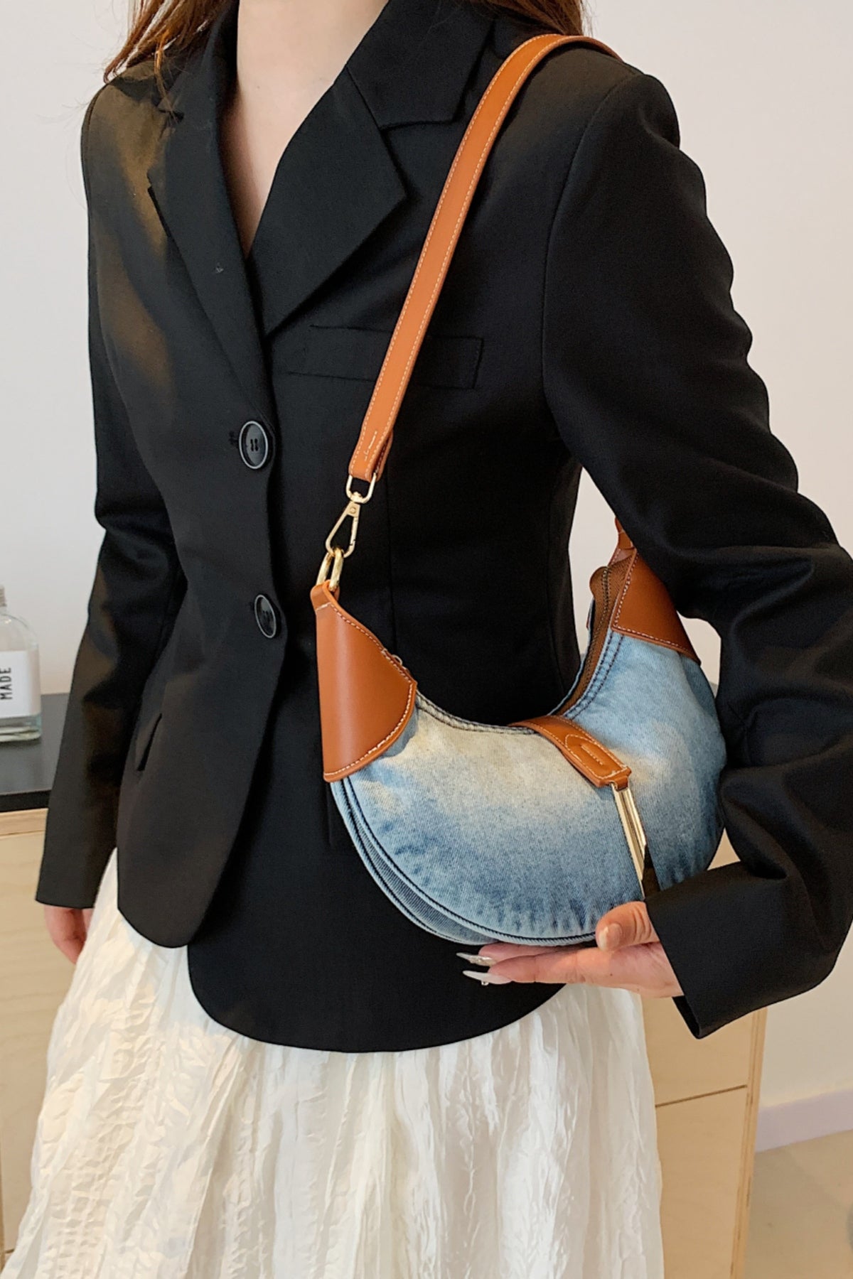 Outfit Flow - Contrast Denim Shoulder Bag