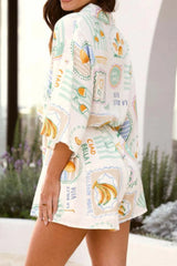 Printed 3/4 Sleeve Romper OutfitFlow