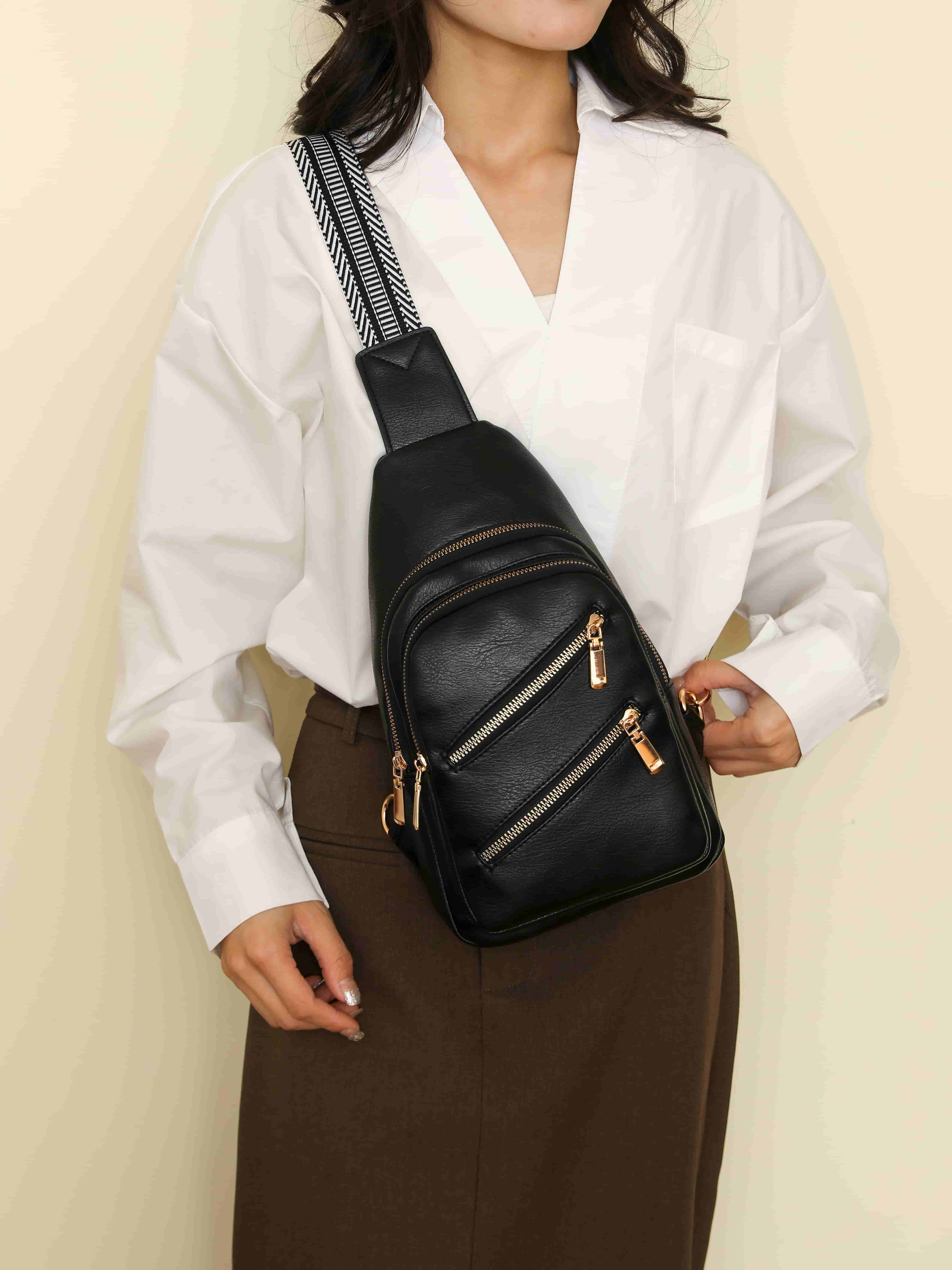 Outfit Flow - PU Leather Adjustable Strap Sling Bag