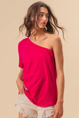 BiBi Cotton Span Knit One Shoulder Top OutfitFlow